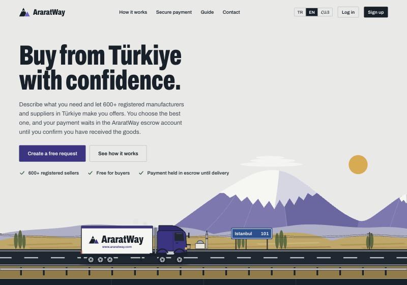 Website designed and built by Batuhan Emir Alkan: AraratWay B2B trade platform home page